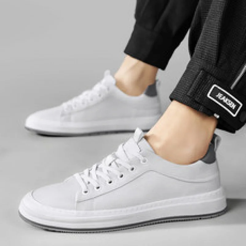 ​ أحذية رياضية برباط للرجال 2025 - نعل مكتنز مع زيادة الارتفاع، جزء علوي من الجلد، مسامي ومريح، متين وغير قابل للانزلاق، عصري