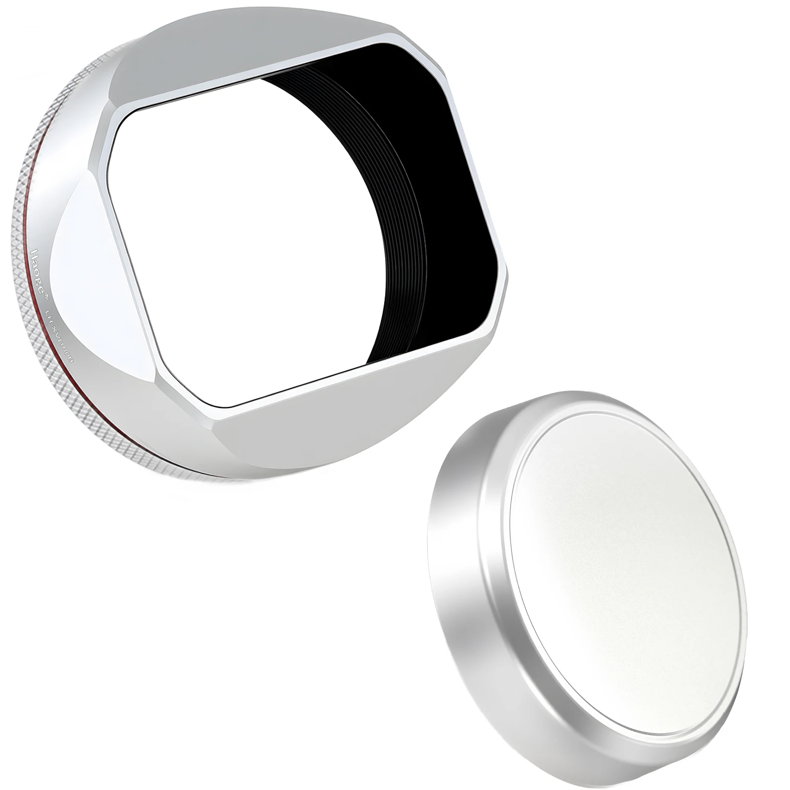 Haoge quadratische Metall-Gegenlichtblende für Fujifilm XF23mm F2.8 auf XE5 Kameragehäuse-Kit Fujinon XF27mmF2.8 R WR Objektiv 39mm Schraub-Gegenlichtblende – Detail 1