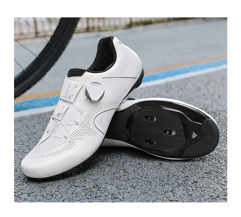 Speed Cycling Sneaker Herren Rennrad-Schuhe Cleat-Schuhe SPD-Schuhe Fahrrad-Flachpedalschuhe Herren Fahrrad Outdoor-Schuhe Weiß – Detail 15