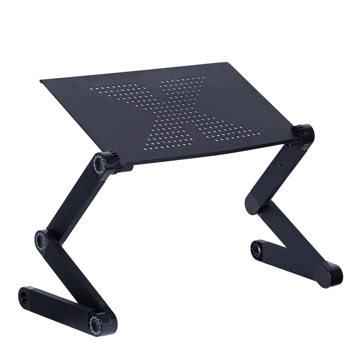 Picture 4: Premium Aluminum Alloy Folding Laptop Desk Bed Table for Home Office Camping Picnic Breakfast Dinner Serving Mobile Phone Groove
