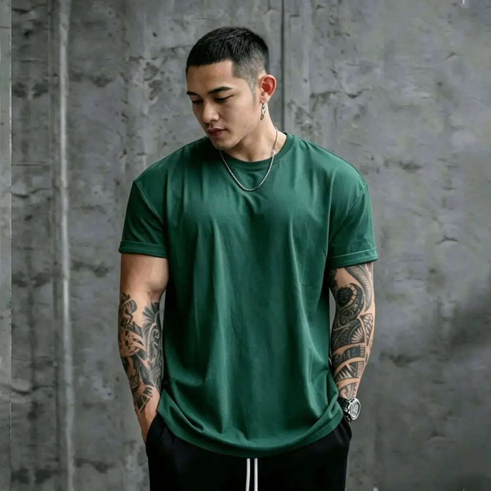 Mens Fitness Training T Shirt Loose Fit Breathable Cotton Tee Casual Gym Sport Running Workout Top Short Sleeve Apparel