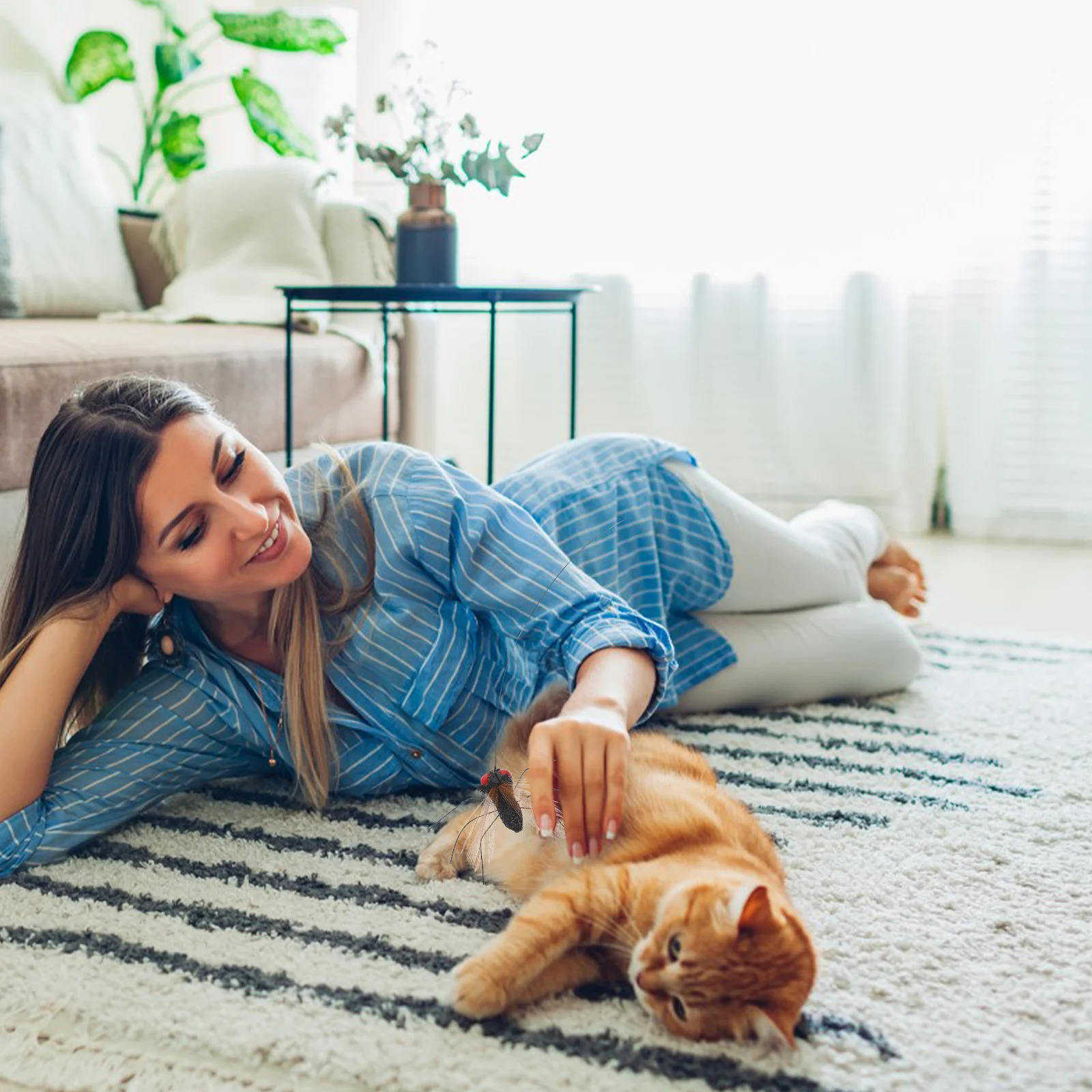 

2pcs Interactive Cat : Realistic Long String For Indoor Cats Replaceable Head Kitten Teaser Fly For Cats