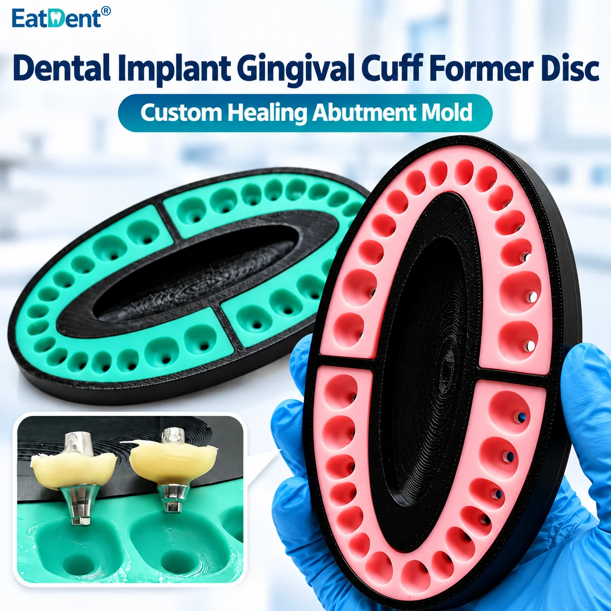 Dental Implant Gingival Cuff Former Disc Silicone Mold Custom Healing Abutment for Implant Aesthetic Restoration Dental Lab Tool