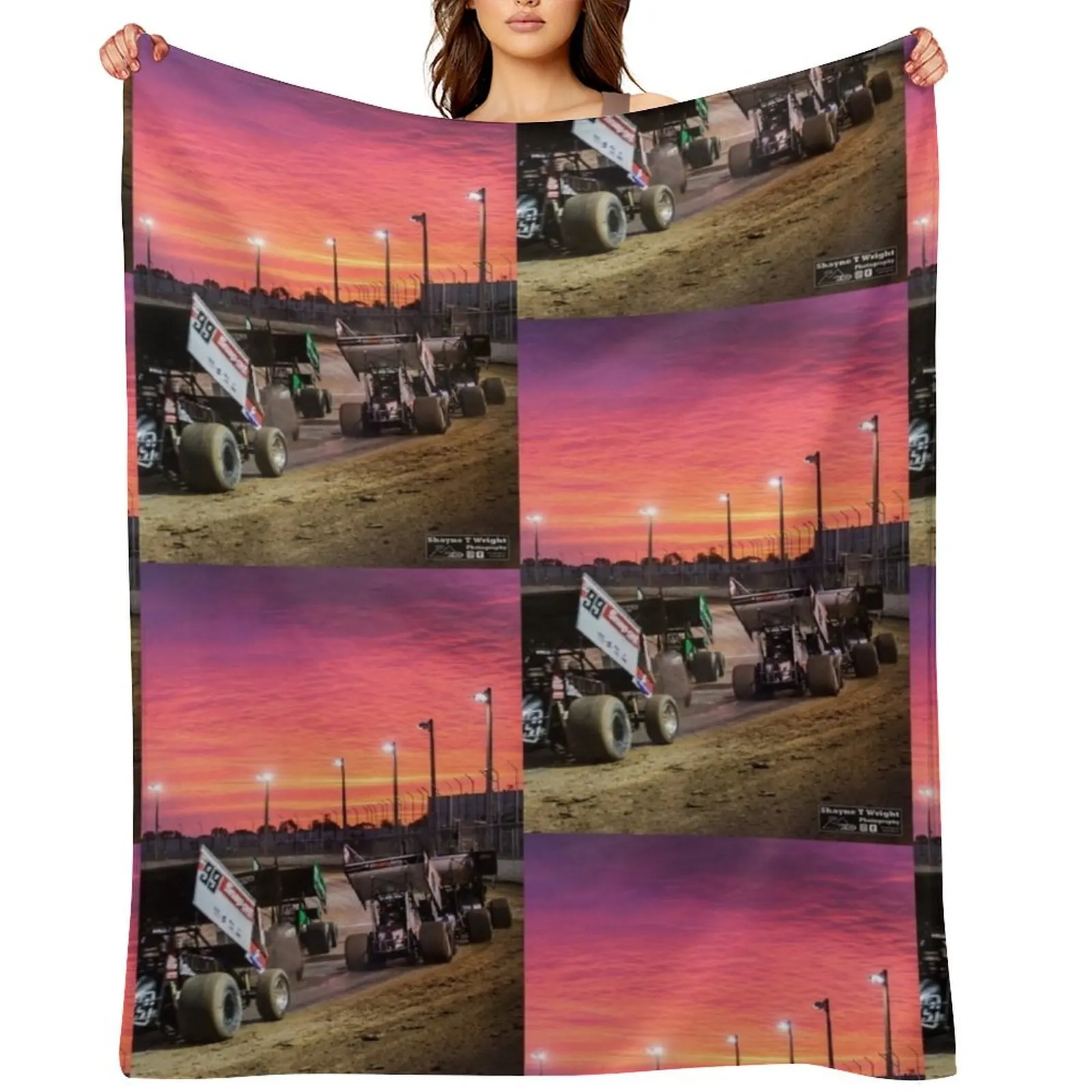 

Sunset at the Speedway track. Throw Blanket Decoratives Blankets Sofas Of Decoration Camping Blankets