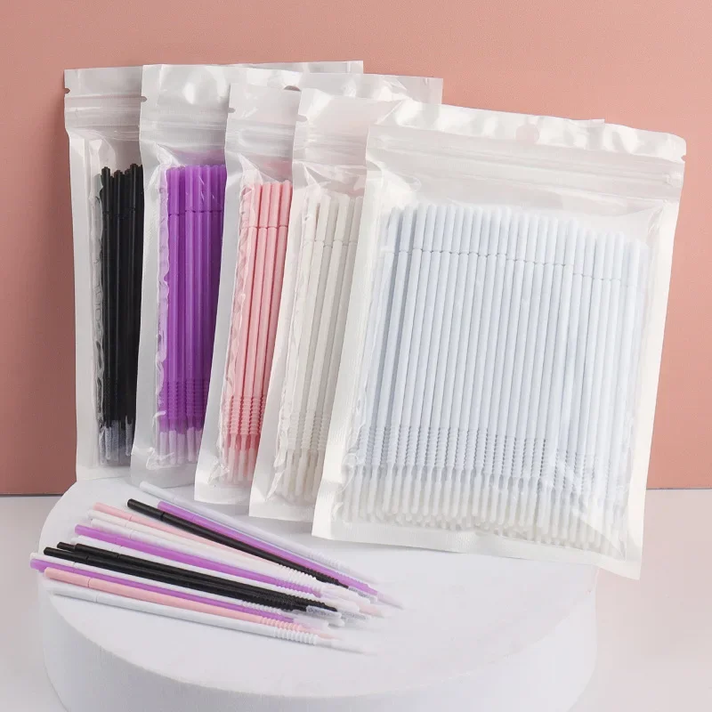 Grafting Eyelashes Disposable Cleaning Cotton Swab Bag Spiral Long Strip Small Cotton Swab Eyelash Removal Miniature Brush