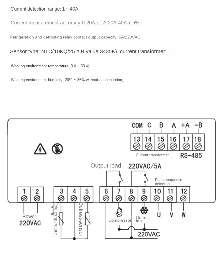 Networking Termostato com proteção atual, sensor duplo, 485 Comunicação, MTC-5060C