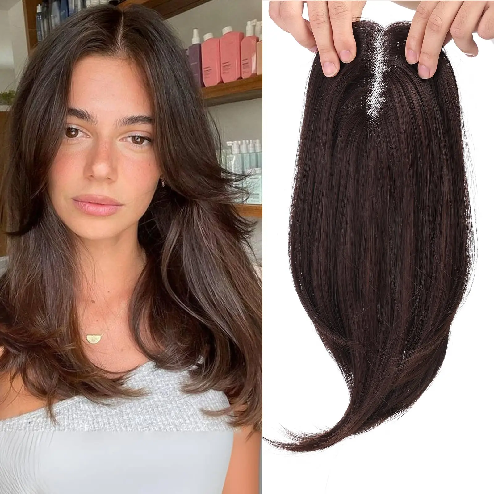 人毛ヘアピース-女性用-レースベース-ミドルパート＆前髪付き--9x14インチ-14インチ-無地-オプション-ジェットブラック