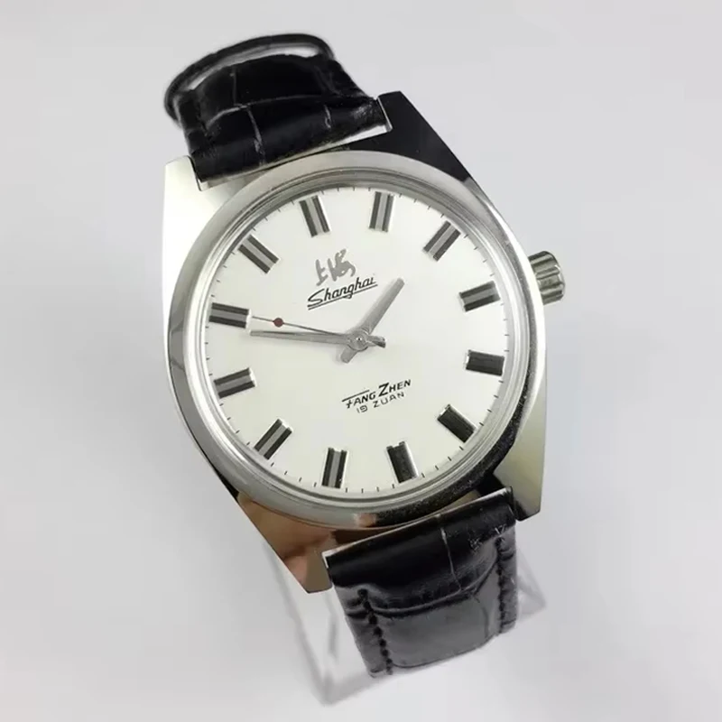 Shanghai relógio mecânico manual para homens mão vento relógio de pulso relógios originais homem de negócios couro preto orologio masculino