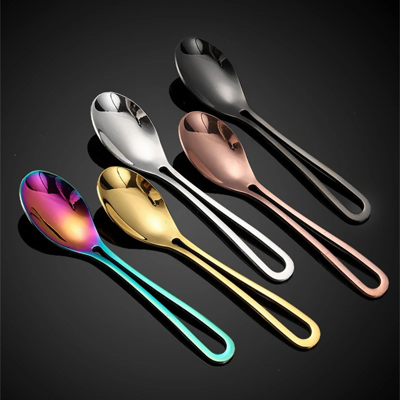 Creative Handle Stainless Steel Picnic Cutlery Set Knife Spoon Fork Teaspoon Portable Tableware Novel  Kitchen Accessories