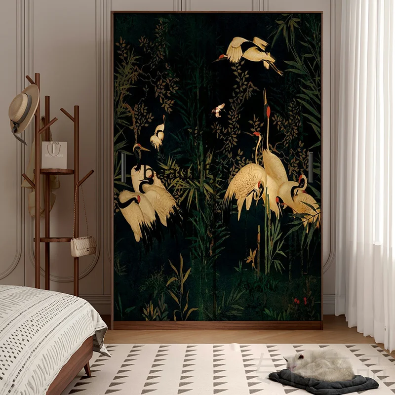 

French medieval wardrobe light luxury solid wood bedside sliding door storage locker