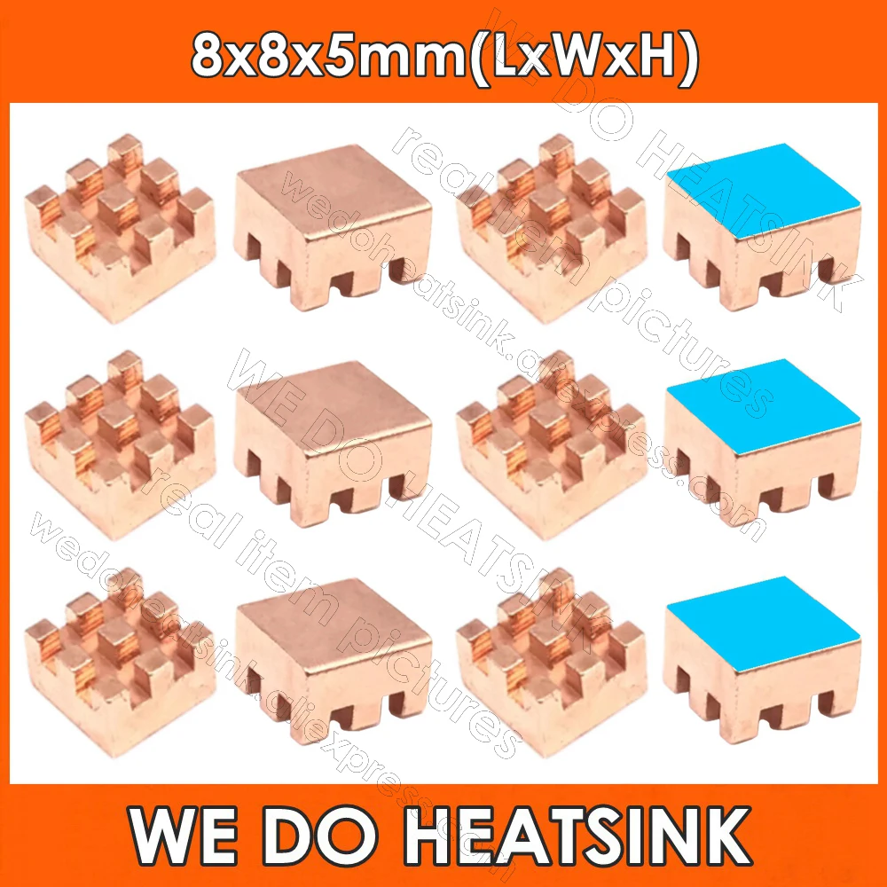 WE DO HEATSINK 8x8x5mm Without or With Thermal Pad Mini Small Copper Heatsink Cooler Radiator For Orange Pi 5