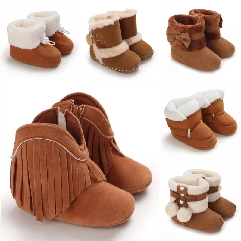 VALEN SINA Winter Baby Cute Shoes Brown Boys and Girls Walking Shoes Preschool Comfortable and Soft 0-18M Newborn Warm Knitted