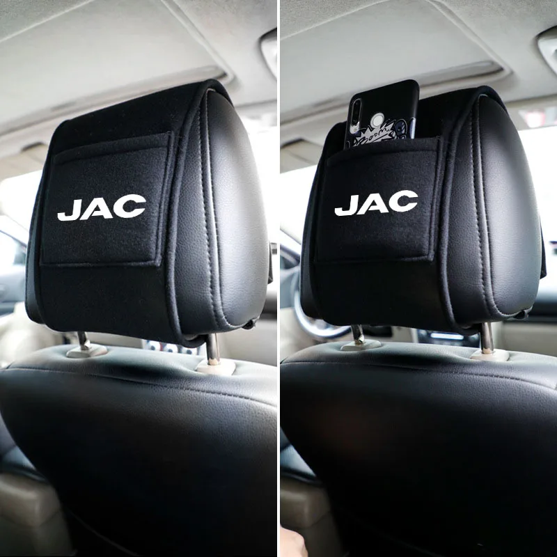 Car Headrest Cover with Phone Pocket For JAC Refine J3 J4 J7 JS2 JS3 JS4 KR1 S2 S3 S4 S5 S7 Vapour T8 car Accessories Decoration