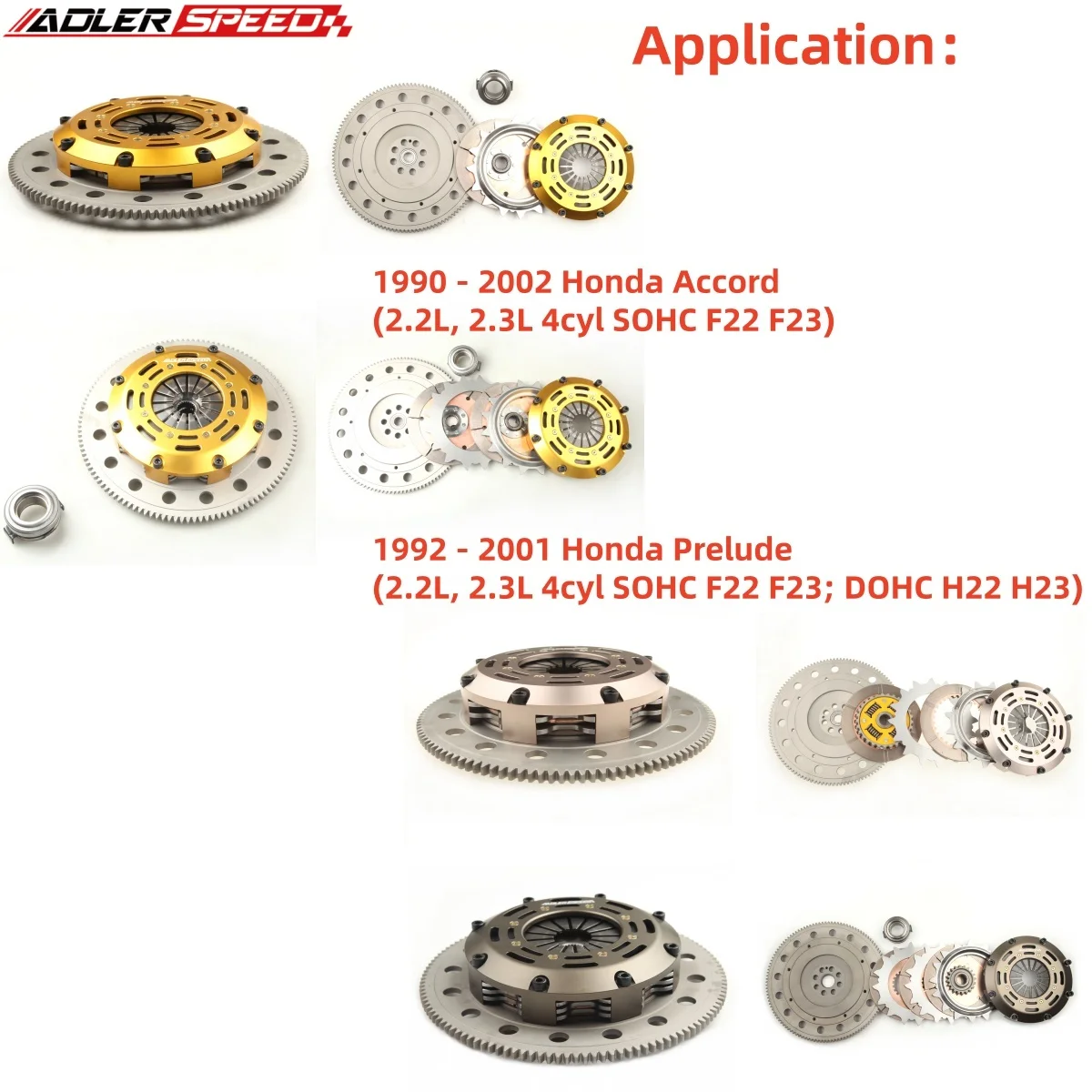 

ADLERSPEED Race/Sprung Clutch Single/Twin/Triple Disc для Honda Accord Prelude 2.2L 2.3L 4cyl SOHC F22 F23 DOHC H22 H23