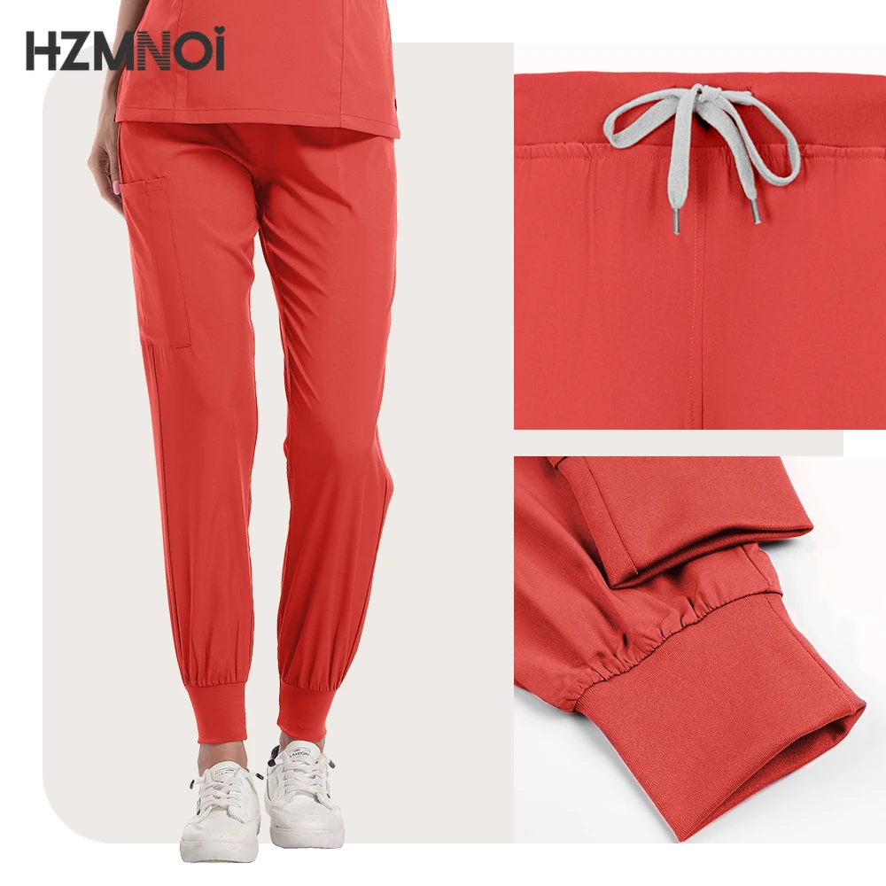 Setelan seragam Scrub, atasan lengan pendek leher V + celana jogging Set seragam perawatan wanita, pakaian kerja medis dokter hewan peliharaan multi Warna