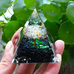 Tree Of Life Orgone Pyramid Handmad Amethyst Peridot Healing Crystal Energy Generator Orgone Pyramid EMF Protect Meditation Tool