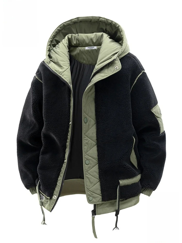 

Мужская зимняя куртка Paul Frank в стиле ретро с цветными блоками, из овечьего бархата, с капюшоном, теплая, повседневная, с длинными рукавами, на молнии