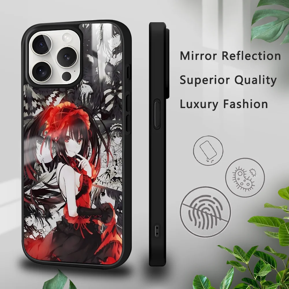 Tokisaki Kurumi fecha A Funda de teléfono en vivo para iPhone 16 15 14 13 12 11 Pro Xs Max Mini Plus Celulares Funda dura