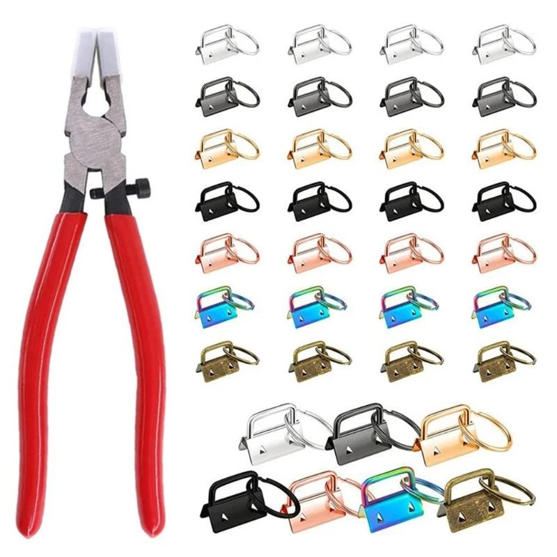 E06B 35 Pieces for Key Hardware with Split Rings Set Assorted Colors Tail Clips for DIY Wristlet Clamp Lanyard Keychain