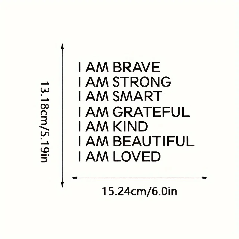 Positive Affirmations 'I Am Brave I Am Strong' Smart Mirror Sticker Car Decal Inspirational Auto Vinyl Window Laptop Laptop Deca