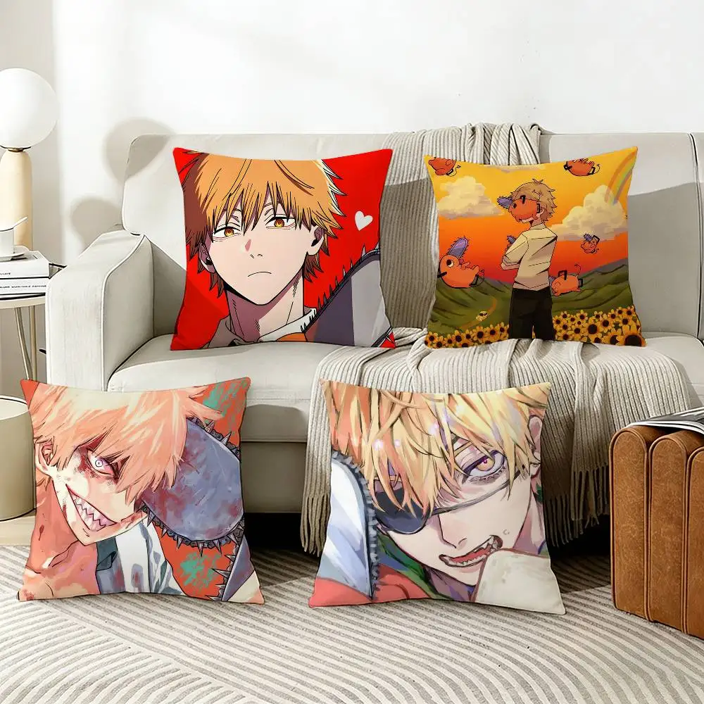 

C-Chainsaw-man Denji Various Sizes Square Pillow Case For Car Home Bedchamber Decor
