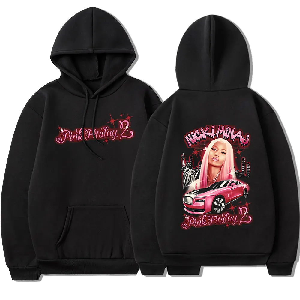 Rapper Nicki Minaj Pink Friday 2 Hoodies Men Women Clothing Fashion Hip Hop Long Sleeve Oversized Sweatshirt Vintage Pullovers