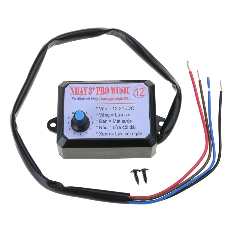

Car Horn Controller 12-24V Electric Horn Speaker Sound Control Unit with 12 Sound Volumes Switching