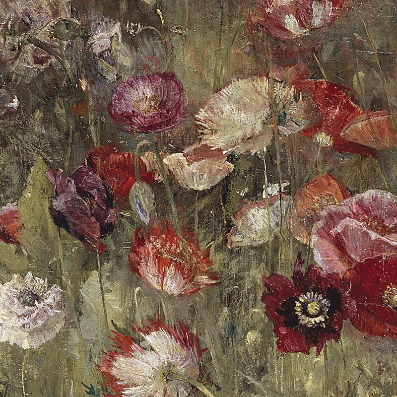 Bed of Poppies Print Vintage Wildflower Field Landscape Oil Painting Canvas Posters Spring Meadow Prints Farmhouse Wall Decor