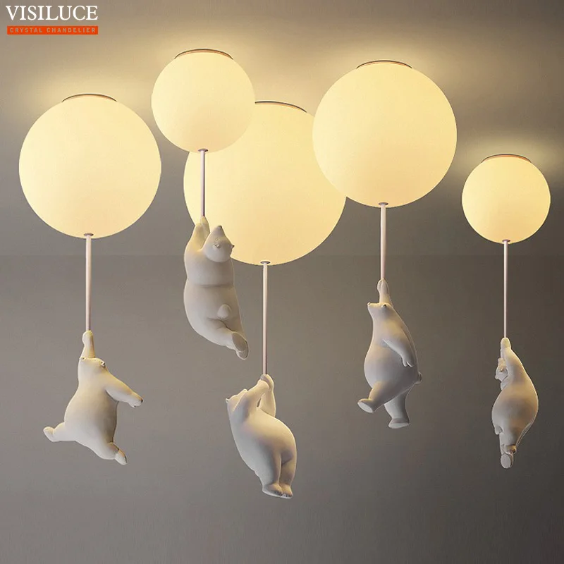 

Modern Ceiling Chandelier Penant Light Decor Living Dining room Kids Children Bedroom Cartoon Polar Bear LED Pendant Lamp