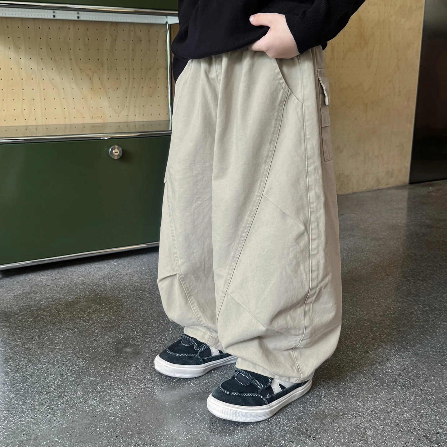 

Kids Clothes Winter Pants New Retro Distressed Vintage Baby Fleece Thickened Children's Work Pants Winter Warm Cargo Pants