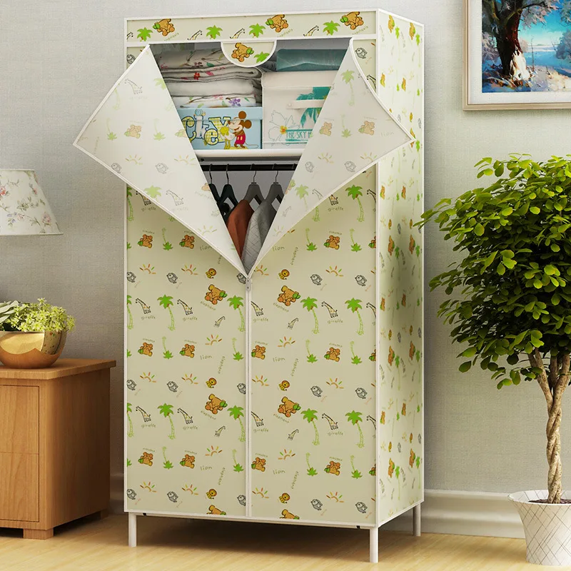 

Simple cloth wardrobe dust wardrobe rental room steel pipe bold zipper wardrobe fully enclosed steel pipe cloth wardrobe