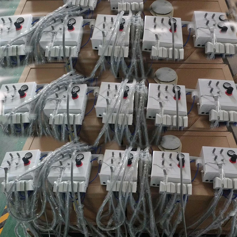 

Hanging Wall Type Portable Dental Turbine Unit Plastic Shell 4 Holder +Suction Syringe Work With Air Compressor