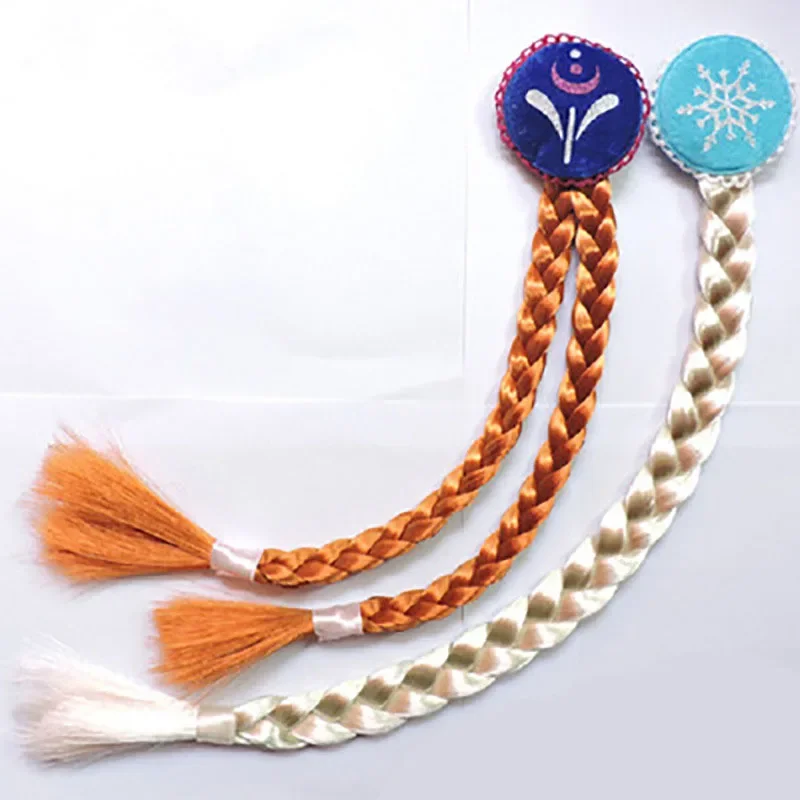 เด็กวิกผม Braids เด็กทารกคอสเพลย์แสดงแต่งตัวอุปกรณ์เสริมผม Anna เจ้าหญิงสไตล์ผมคลิป Elsa Hairpin แต่งหน้าผม