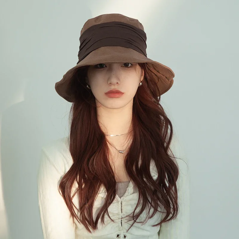 Japanese Retro Cotton and Linen Bucket Hats for Women Summer Thin Sunscreen and UV Protection Sun Hat Large Brim Basin Caps