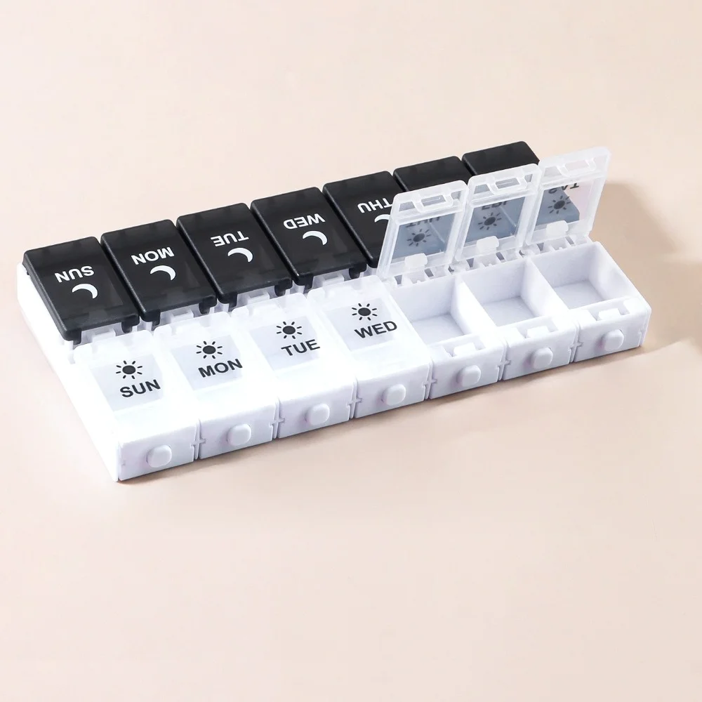 

New Hot Premuim Large Weekly 2 Times A Day 14 Grids Pill Organizer Cases Box Medicine Storage Container for Vitamins Fish Oil