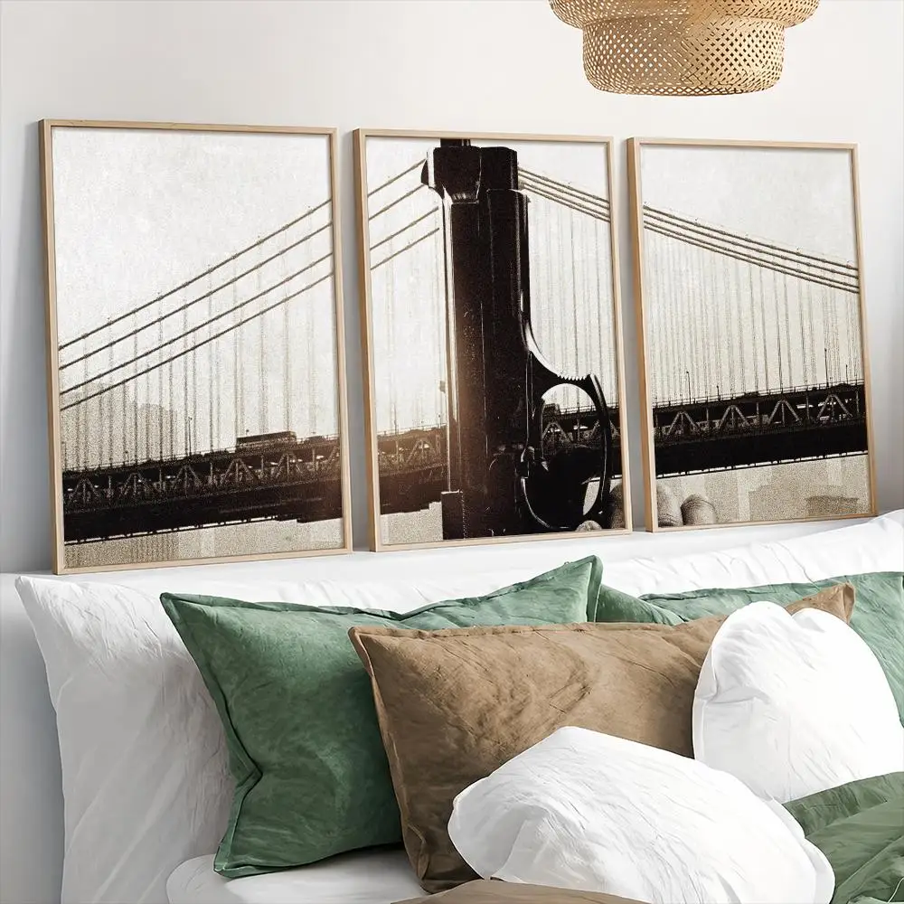 Gun Firearm Aesthetic Painting Calligraphy Canvas Poster Set Wall Art Print for Living Room Bedroom Home Modern Decor