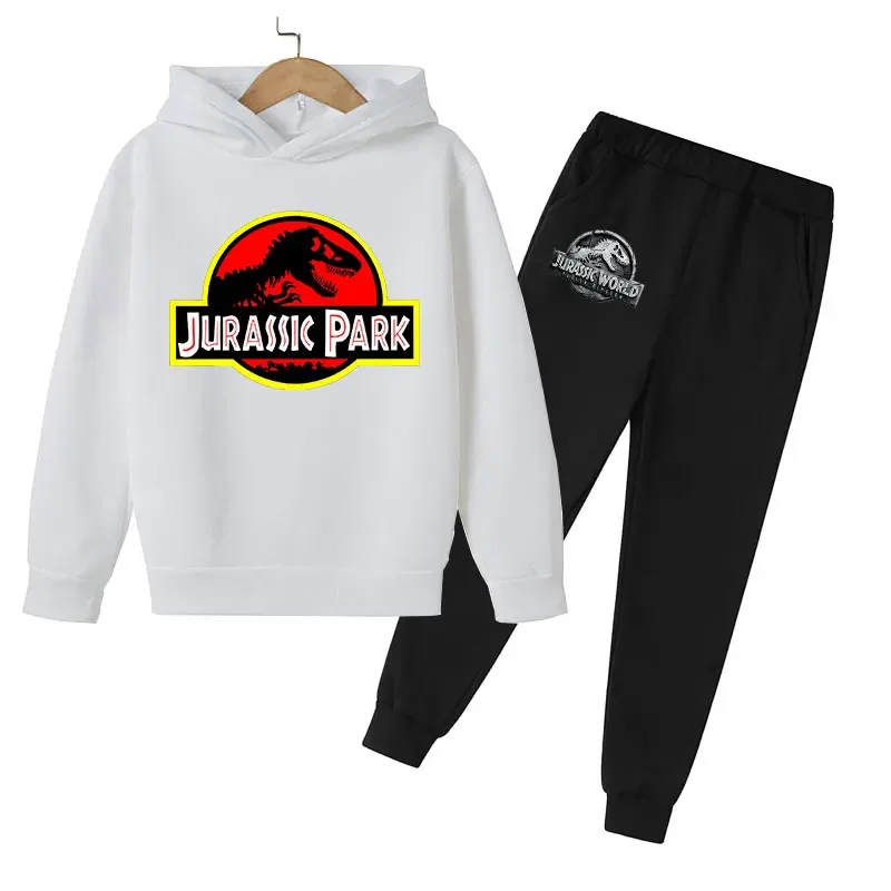 2024 Jurassic Park Pattern Printed Children Hoodie Pants 2pcs Set Spring Autumn Kids Boy Clothing Fashion Casual Teen Tracksuit