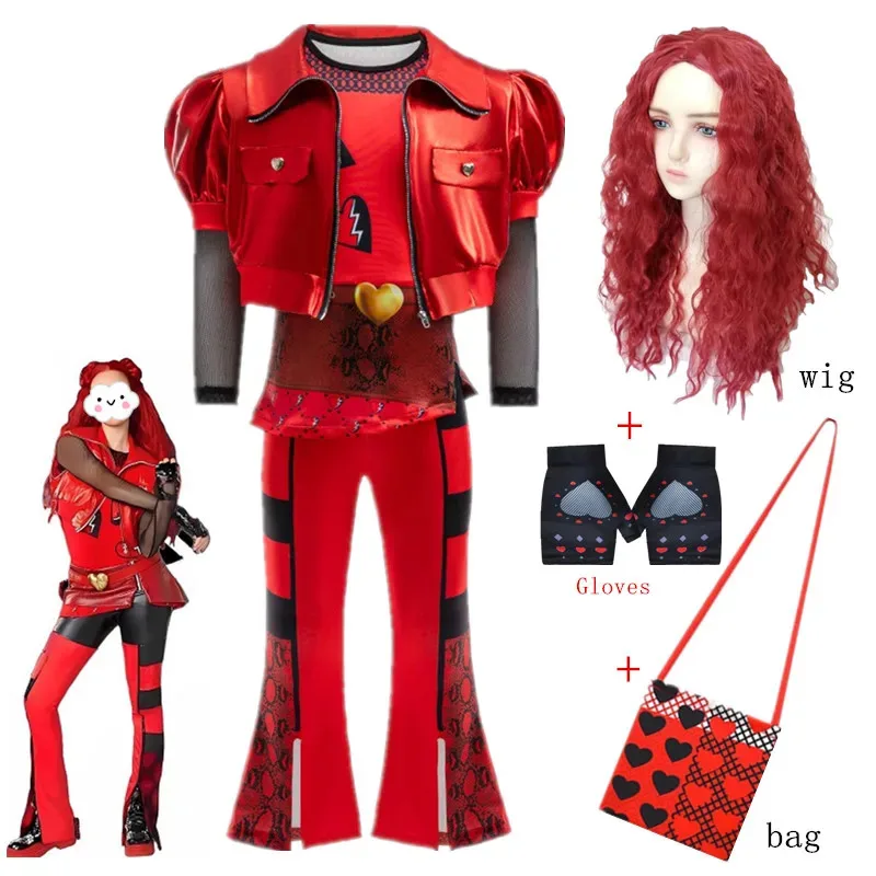 

Kids The Rise of Red Costume for Girls Role Red Cosplay Costume Child Fantasia Halloween Clothes Wigs Birthday Party Fancy Dress