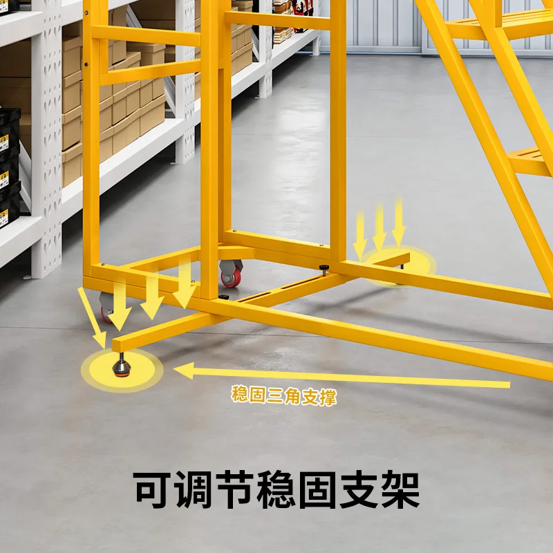 منصة متنقلة سلم صناعي درابزين من الفولاذ المقاوم للصدأ سلم متعرج سلم قابل للطي البراز مستودع الهندسة Climbin #5