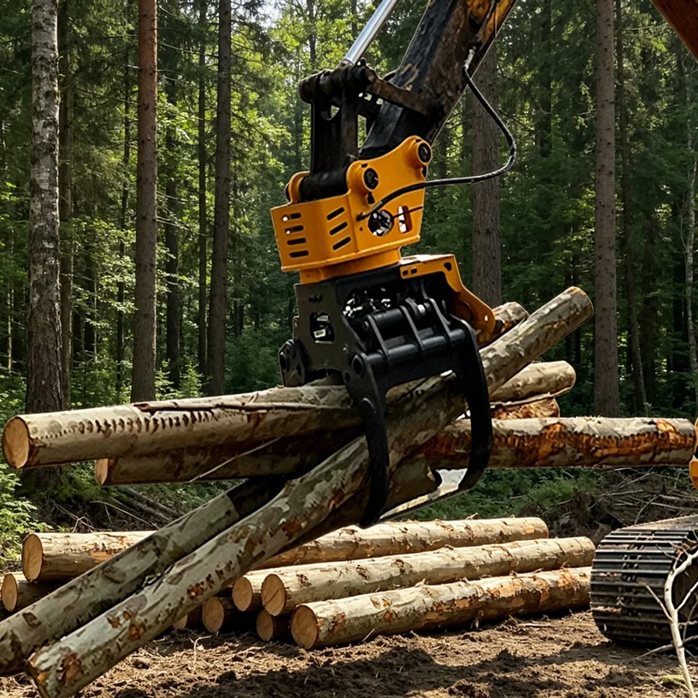 Robust Hydraulic Rotating Wood Grapple with Saw for 12 18 Ton Excavators Heavy Duty Logging and Land Clearing Tool