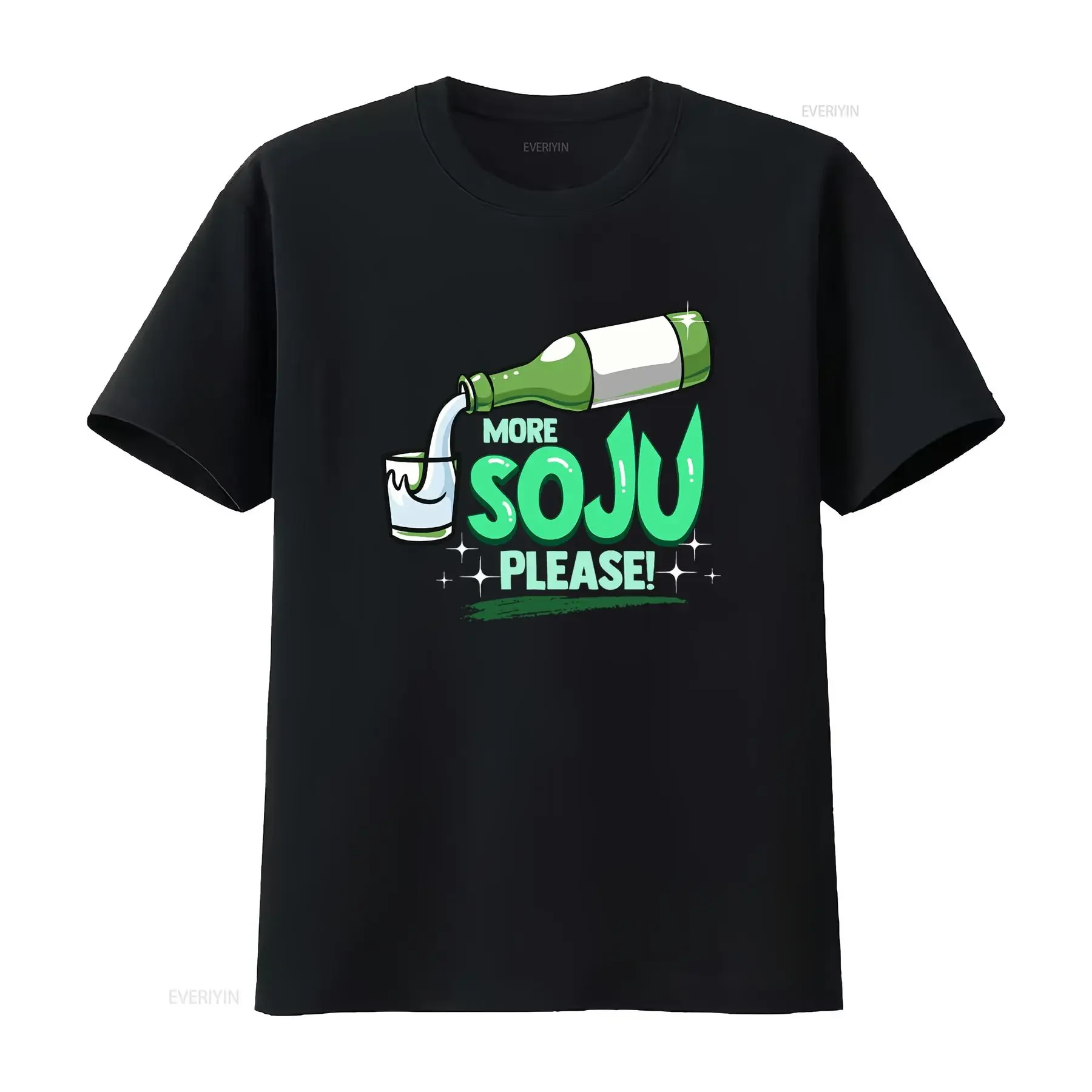Camiseta de fiesta con estampado premium de alcohol coreano More Soju Please, la más vendida, estilo vintage lavado, streetwear casual