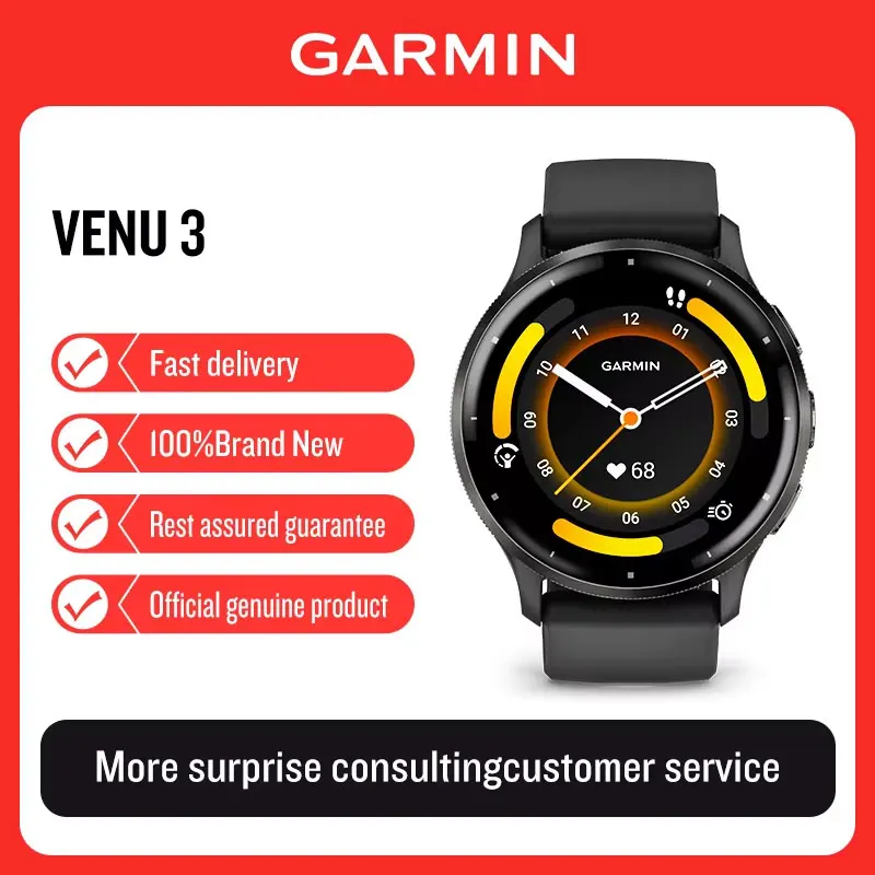 ساعة Garmin venu3s/3 للجري الرياضية الاحترافية للياقة البدنية والجري والموارد البشرية والسباحة والساعة الذكية