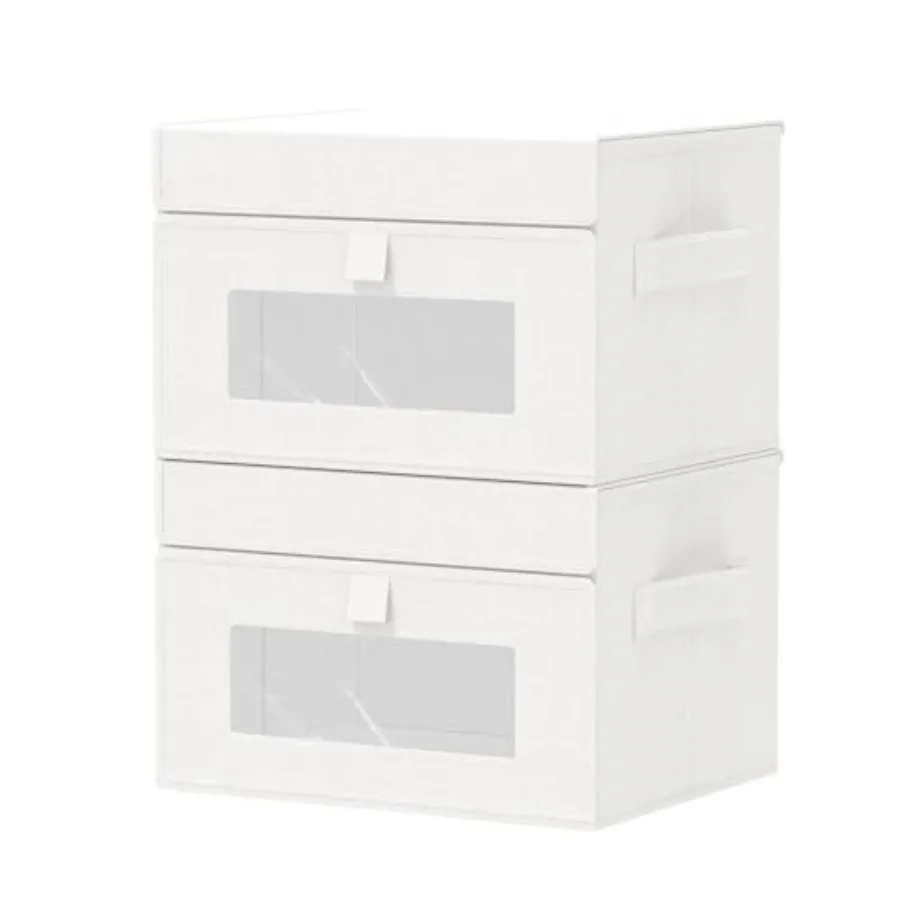 Lot de 2 boîtes de rangement pliables avec fenêtre transparente, l'organisateur de vêtements avec poignée, 26 x 20 x 17 cm, XSN