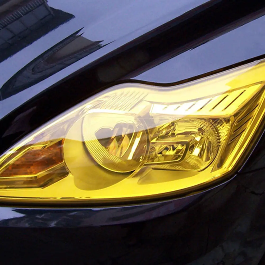 

Yellow Headlight Tint Film Car Vinyl Wrap Protector Scratch Resistant Large Size 30x180cm DIY Easy Install Fog Light Tail Light