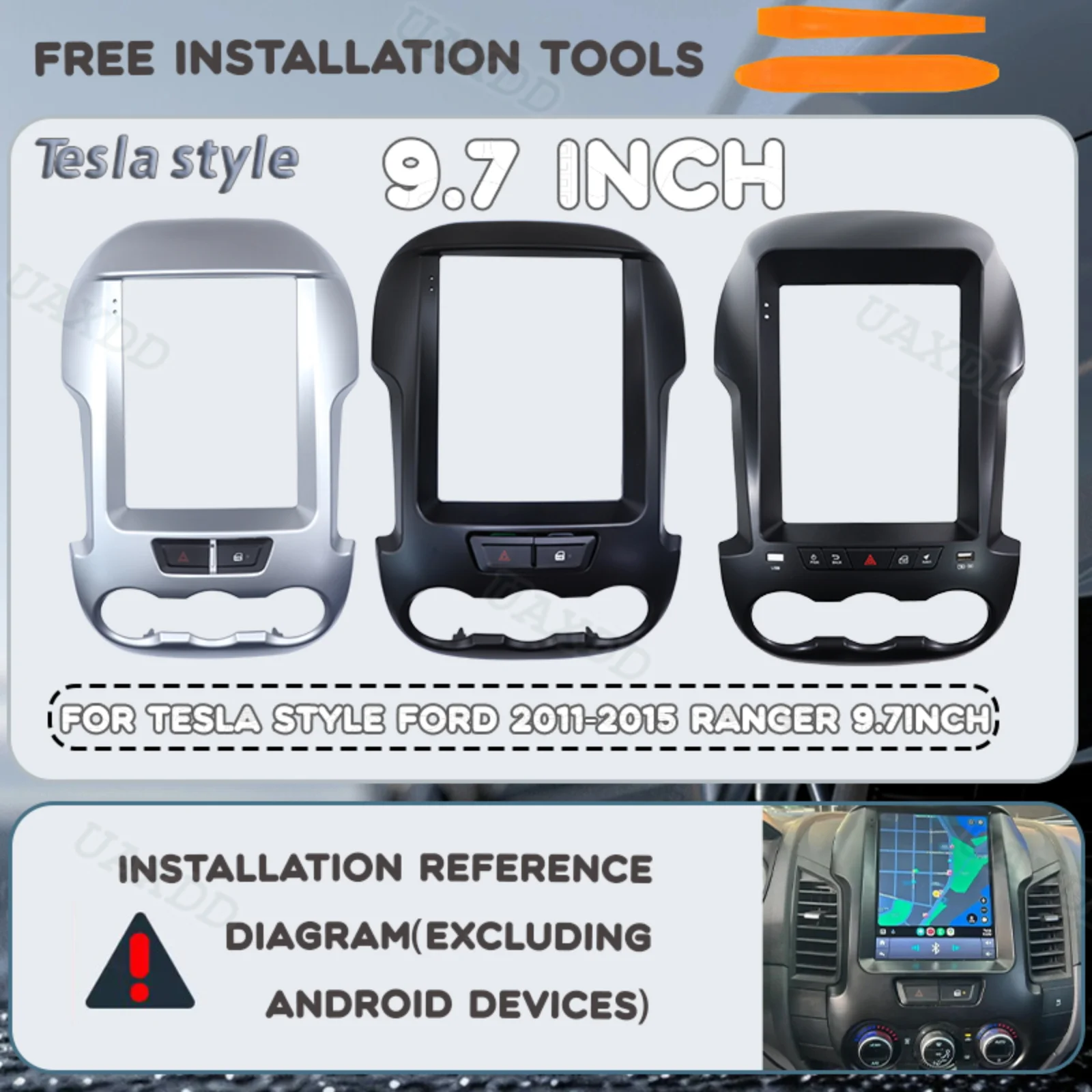 

2DIN-панель для автомобиля в стиле Tesla для Ford Ranger 2012 года, 9,7 дюйма, комплект для центральной консоли, рамка приборной панели, пластиковые аксессуары