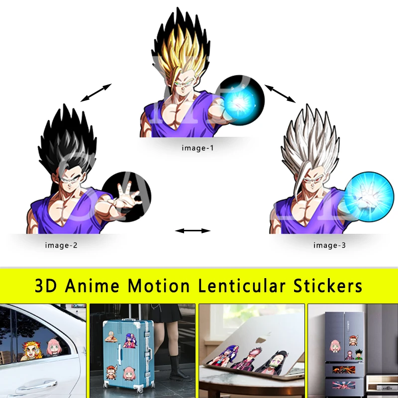 Dragon Ball Z Anime Son Gohan 3D Character Motion Sticker Magic Stickers Car 3d Sticker Notebook Waterproof Decal Kid Toy Gift