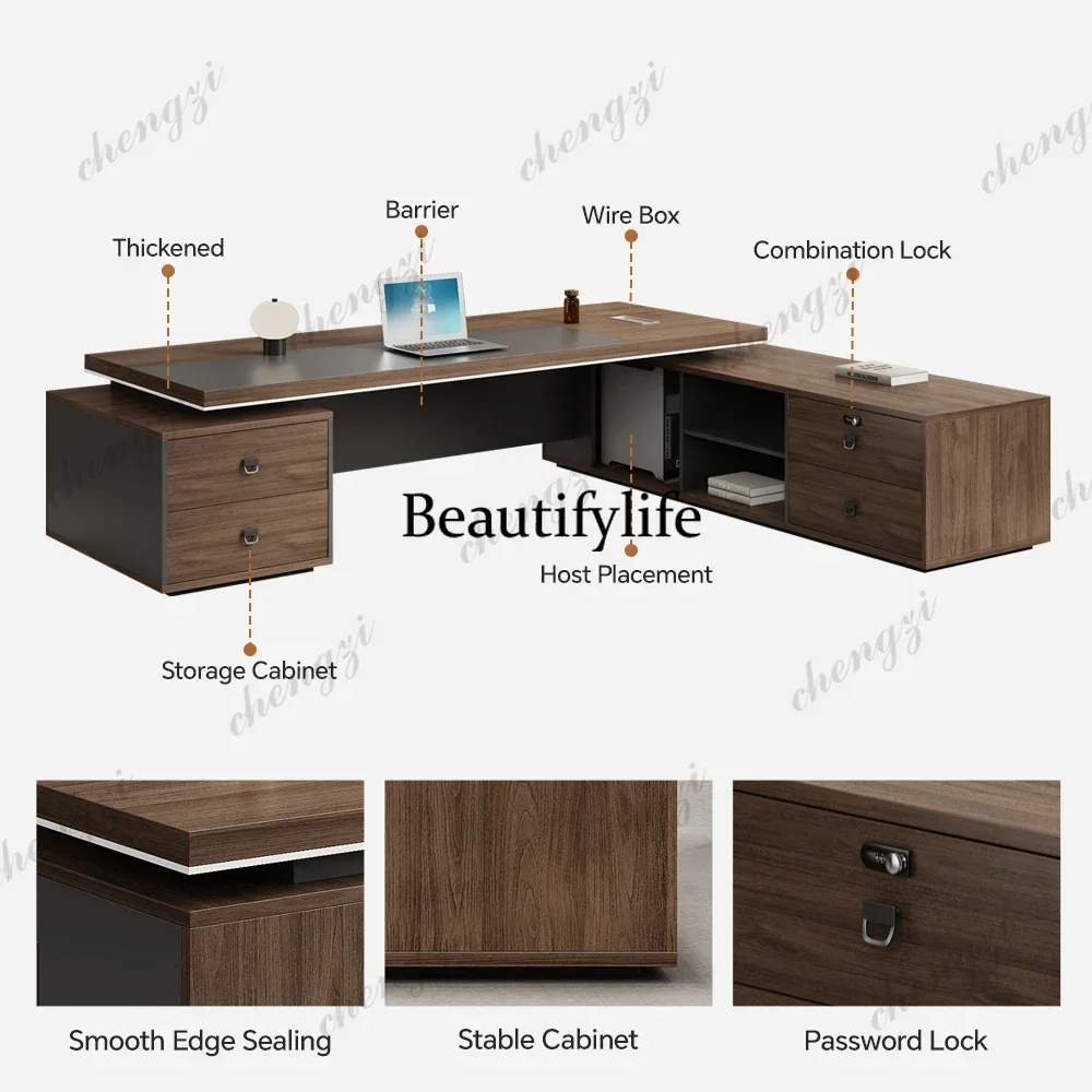 High Quality Italian Luxury Marble Unique L Shape Wooden Executive Office Desks Ceo Big Boss Table Office Desk