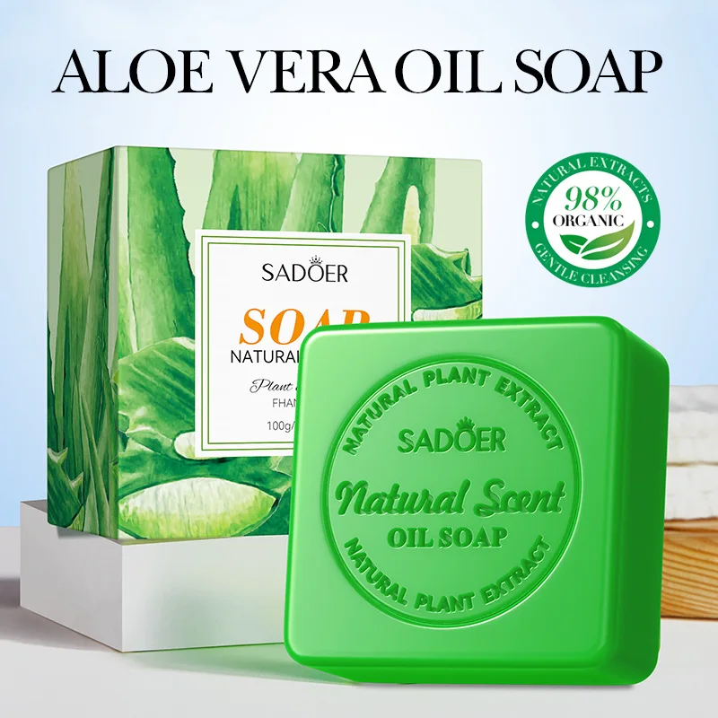 100g Natural Aloe Vera Essential Oil Soap Body Cleaning Leg Body Cleansers Brightening Face Soap Tender Skin Care Beauty