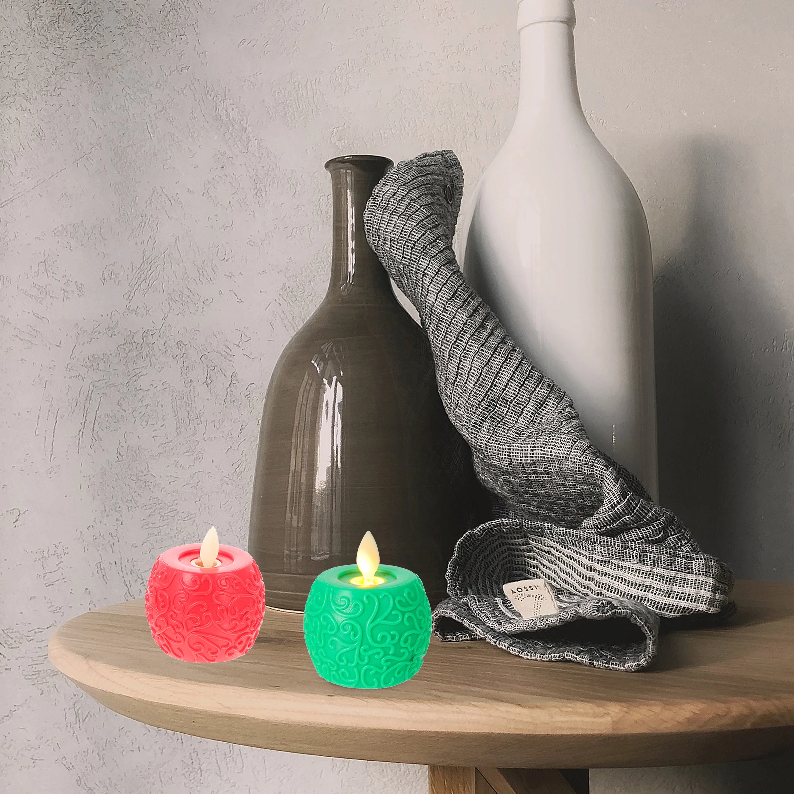 2 pçs led lâmpada eletrônica material abs velas sem chama aparência realista decorações de mesa festa natal casa