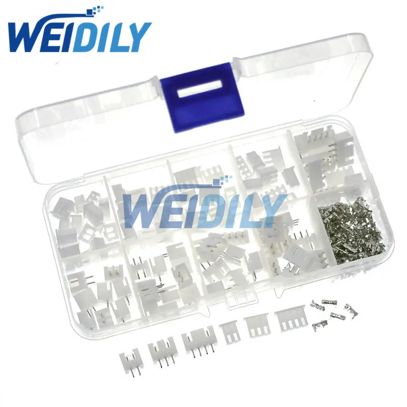 

50 Sets Kit in box XH2.54 2p 3p 4 pin 2.54mm Pitch Terminal Housing Pin Header Connector Wire Connectors Adaptor XH-2.54